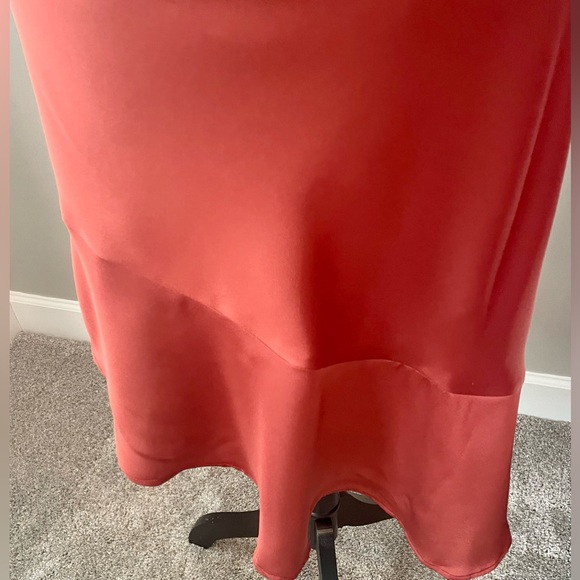 NWT Inspired Hearts‎ satin terracotta/rust/pumpkin spaghetti strap satin dress - Picture 2 of 7